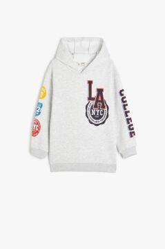 Koton Erkek Çocuk Kapşonlu Sweatshirt Los Angeles Baskılı Uzun Kollu