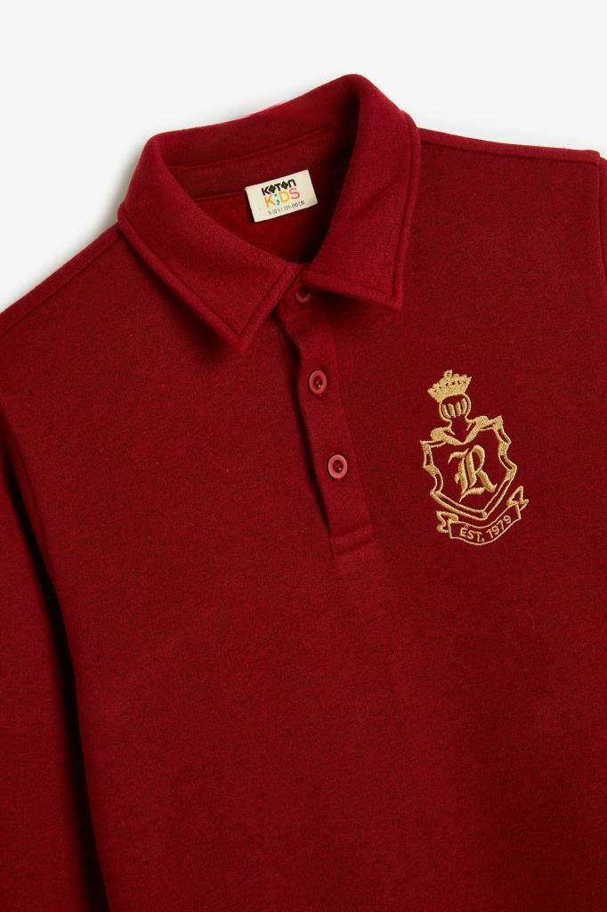 Koton Erkek Çocuk Uzun Kollu İşleme Detaylı Polo Tişört