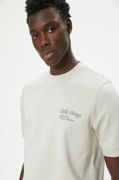 Koton Oversize Tişört Slogan Baskılı Kısa Kollu Bisiklet Yaka Pamuklu