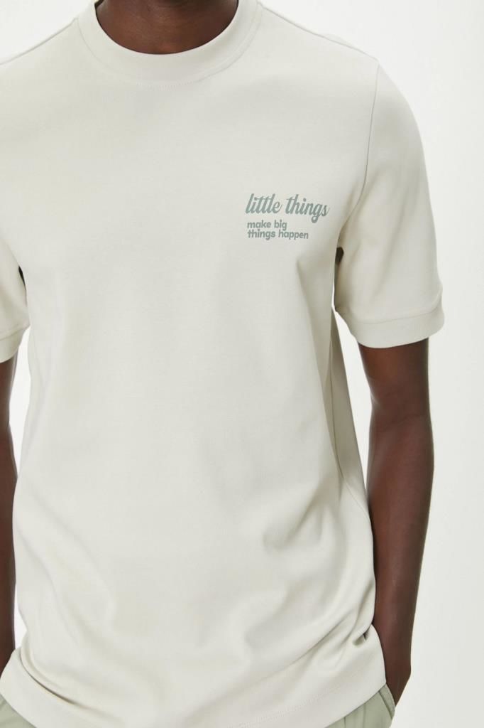 Koton Oversize Tişört Slogan Baskılı Kısa Kollu Bisiklet Yaka Pamuklu