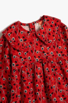 Koton Kız Bebek Çiçekli Elbise Fırfırlı Bebe Yaka Pamuklu