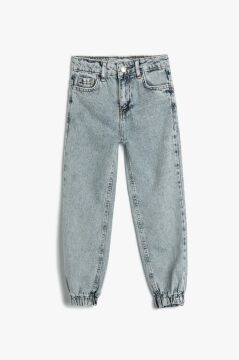 Koton Kız Çocuk Jogger Kot Pantolon Cepli Pamuklu Beli Lastikli - Jogger Jeans