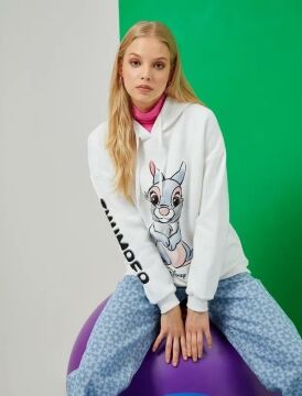 Koton Kadın Oversize Baskılı Kapüşonlu Sweatshirt