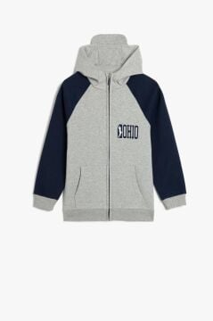 Koton Erkek Çocuk Oversize Fermuarlı Kapşonlu Sweatshirt Fermuarlı Basketbol Baskılı