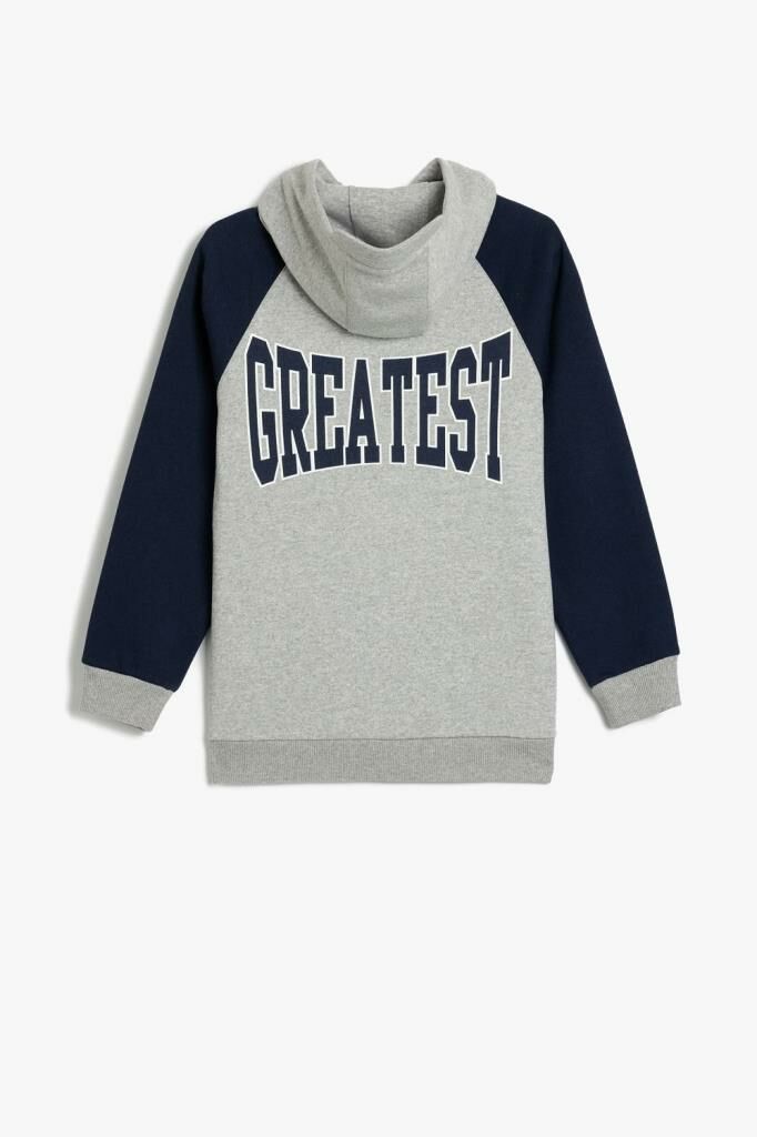 Koton Erkek Çocuk Oversize Fermuarlı Kapşonlu Sweatshirt Fermuarlı Basketbol Baskılı