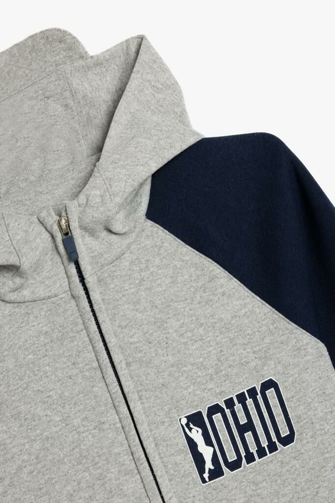 Koton Erkek Çocuk Oversize Fermuarlı Kapşonlu Sweatshirt Fermuarlı Basketbol Baskılı