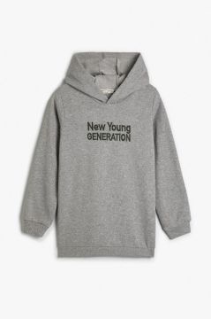 Koton Erkek Çocuk Kapşonlu Sweatshirt Uzun Kollu Slogan İşlemeli Şardonlu