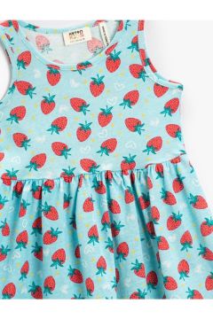Koton Kız Çocuk Çilek Baskılı Kolsuz Elbise Pamuklu