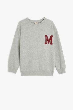 Koton Erkek Çocuk Bisiklet Yaka Slogan Baskılı Uzun Kollu Sweatshirt