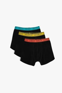 Koton Erkek Çocuk 3'lü Boxer Seti Slogan Yazı Detaylı