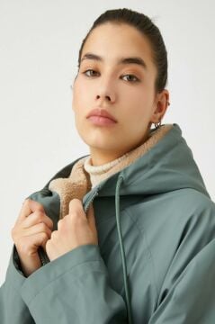 Koton Anorak Mont Kapüşonlu Fermuarlı Cepli Peluş Detaylı