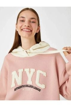 Koton Kadın Kapüşonlu Sweatshirt Cepli Baskılı