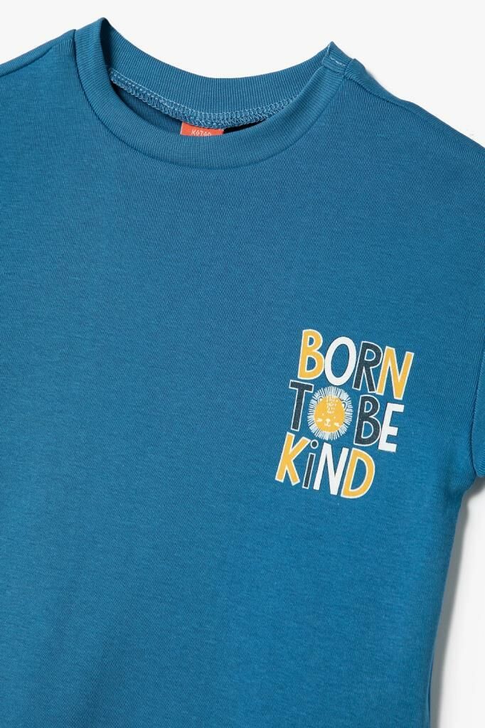 Koton Erkek Bebek Tişört Slogan Baskılı Kısa Kollu Bisiklet Yaka Pamuklu