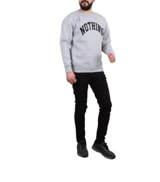 Hipatu Üç İplik Şardonlu Nothıng Baskılı Gri Sweat