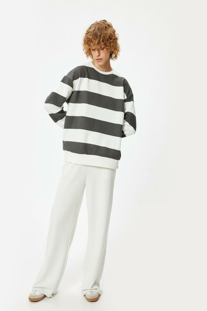 Koton Oversize Sweatshirt Bisiklet Yaka Uzun Kollu Renk Bloklu