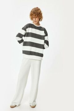 Koton Oversize Sweatshirt Bisiklet Yaka Uzun Kollu Renk Bloklu