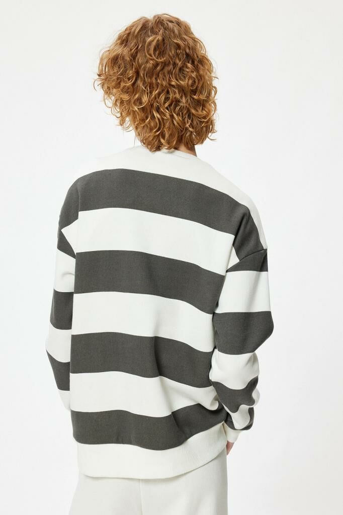 Koton Oversize Sweatshirt Bisiklet Yaka Uzun Kollu Renk Bloklu