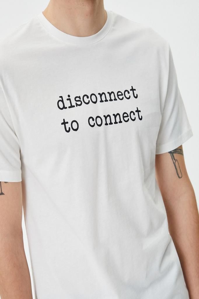 Koton Slogan Baskılı Tişört Slim Fit Bisiklet Yaka Kısa Kollu