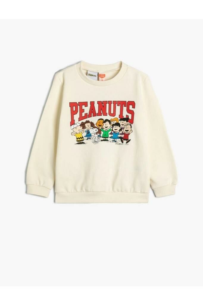 Koton Erkek Bebek Snoopy Sweatshirt Lisanslı Uzun Kollu Bisiklet Yaka Pamuklu Şardonlu