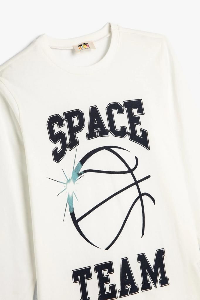 Koton Erkek Çocuk Tişört Uzun Kollu Bisiklet Yaka Basketbol Temalı Pamuklu