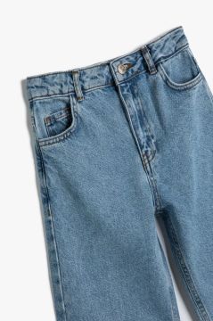 Koton Kız Çocuk Crop Kot Pantolon Dikiş Detaylı Cepli Pamuklu