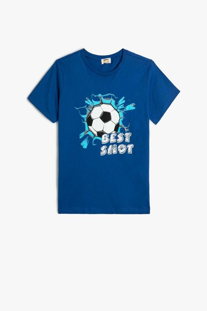 Koton Erkek Çocuk Tişört Futbol Temalı Kısa Kollu Bisiklet Yaka Pamuklu