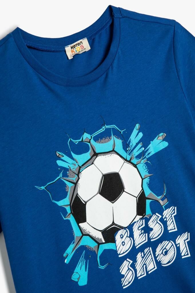 Koton Erkek Çocuk Tişört Futbol Temalı Kısa Kollu Bisiklet Yaka Pamuklu