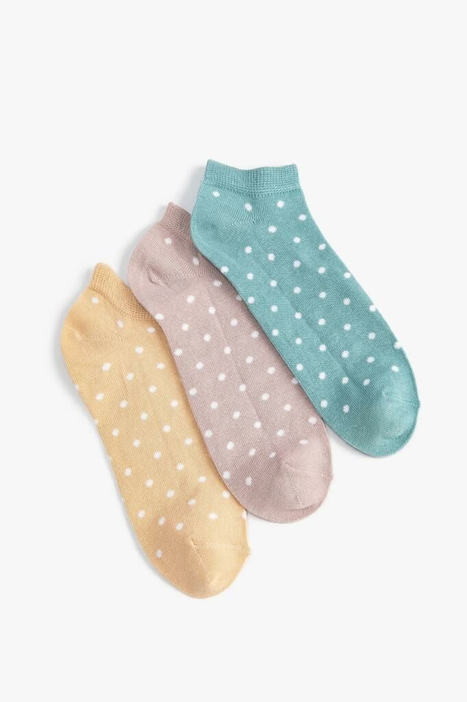 Koton Kadın 3-Pack Multicolor Polka Dot Bootie Socks Set