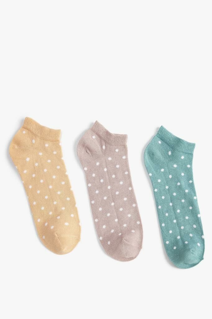 Koton Kadın 3-Pack Multicolor Polka Dot Bootie Socks Set