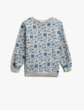 Koton Erkek Çocuk Baskılı Sweatshirt Bisiklet Yaka