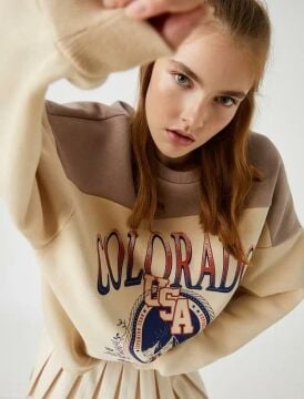 Koton Kadın Baskılı Sweatshirt Ribanalı