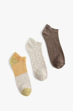 Koton Kadın 3'lü Patik Çorap Paketi Çok Renkli Pamuk Karışımlı