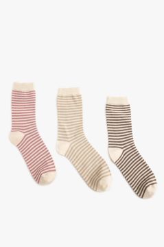 Koton Kadın Çizgili 3'lü Soket Çorap Seti Çok Renkli