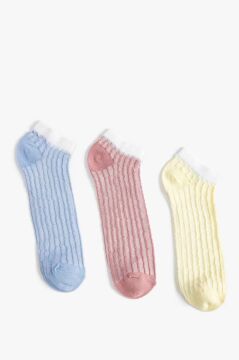 Koton Kadın 3-Pack Multicolor Textured Bootie Socks Set