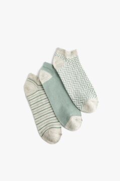 Koton Kadın Çizgili 3'lü Patik Çorap Seti Çok Renkli