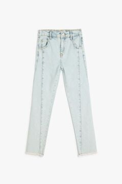Koton Kız Çocuk Yüksek Bel Pamuklu Denim Pantolon - Boyfriend Jean