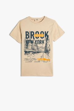 Koton Erkek Çocuk Tişört New York Baskılı Kısa Kollu Bisiklet Yaka Pamuklu