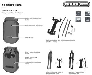 Ortlieb E235 -  Fork Pack QLS Montaj Seti Adaptör Sistemi