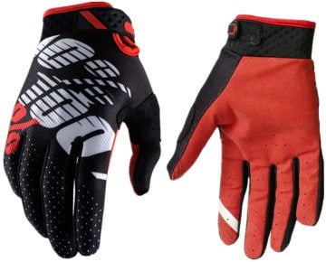 100percent 100% Ridefit Uzun Parmak Eldiven Siyah/Kırmızı/Beyaz - Medium