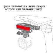 Guee Usb Şarjlı Stop Lambası B-Mount Gopro SİYAH STD