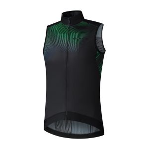 Shimano S-PHYRE Printed Wind Vest Rüzgarlık Yelek Siyah/Yeşil - XLarge