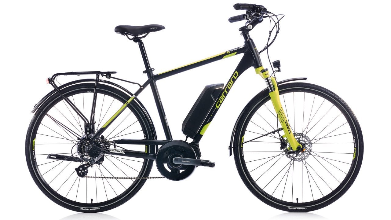 CARRARO E-VİVA ELEKTRİKLİ ERKEK ŞEHİR BİSİKLETİ 8 VİTES HS HD MAT SİYAH-YEŞİL-BEYAZ 46 Cm