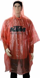 KTM Panço Yağmurluk -  127 x 100 cm -Siyah Ktm Logolu - Şeffaf Turuncu