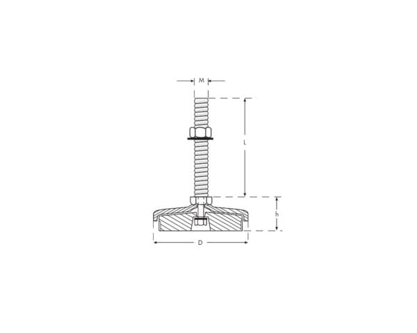 Kauçuk Tabanlı Boyalı Sabit Makine Ayak M16x100mm Çap 80