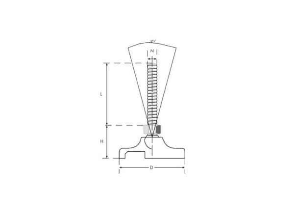 Polyamid Tabanlı Mafsallı Hafif Tip Makine Ayak  M12x80 Çap60