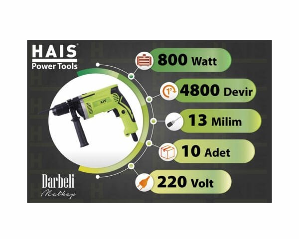 HAİS Darbeli Matkap 13 mm 800 watt JL1630