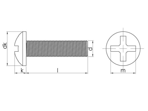 M5x10 mm Inox YSB Metrik Vida DIN 7985