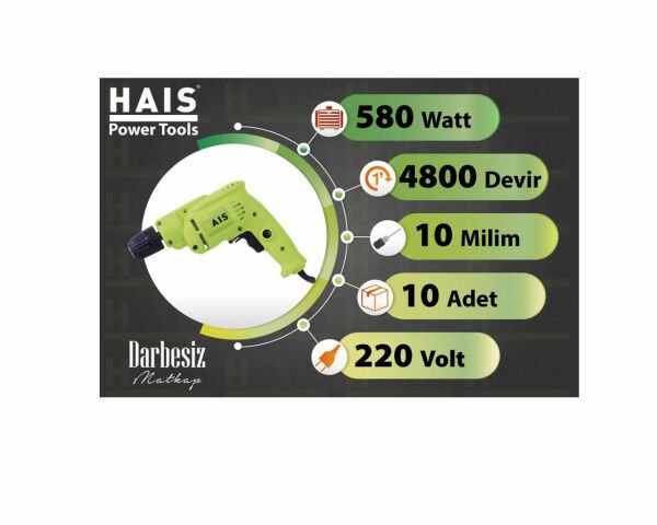 HAİS JL6001 Darbesiz Matkap 10mm 580 Watt