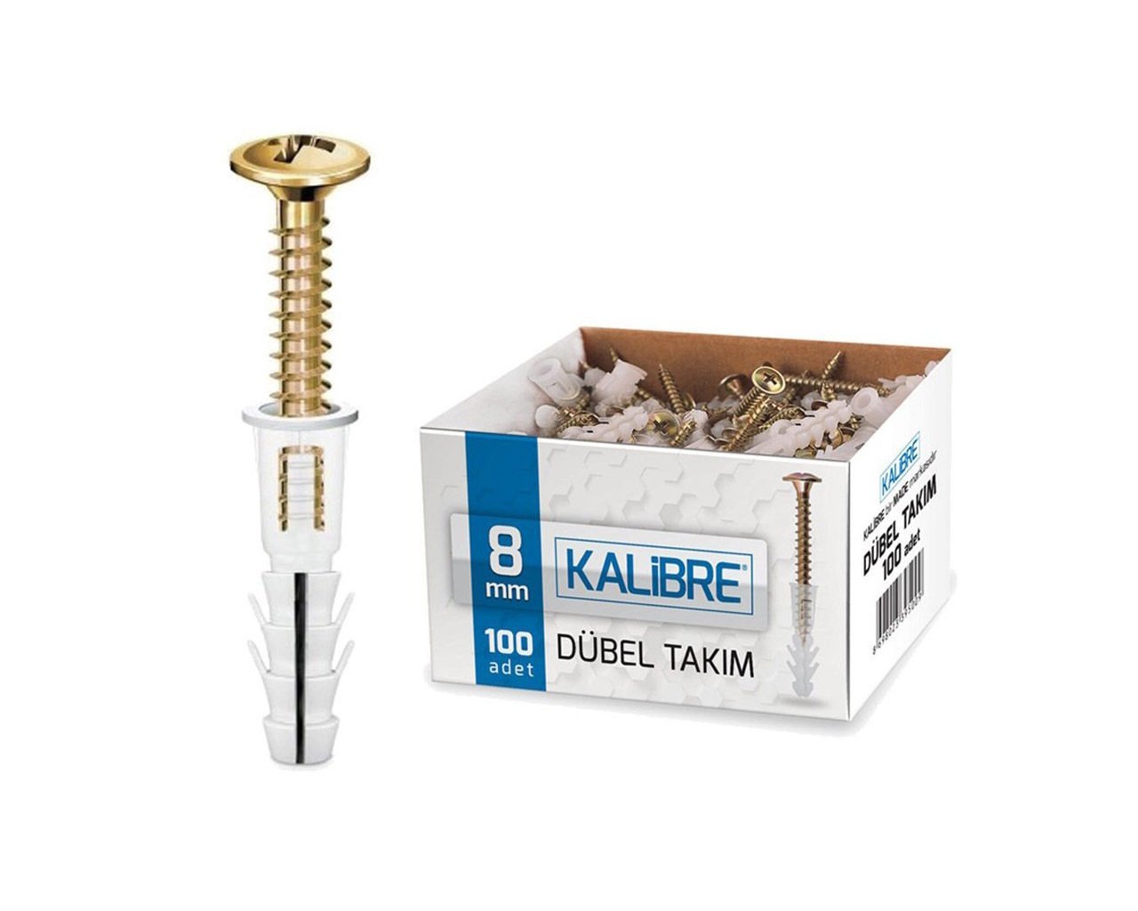 Kalibre Alçıpan Dübel Takım 8 mm Pul Başlı (100 adet/Paket)50000