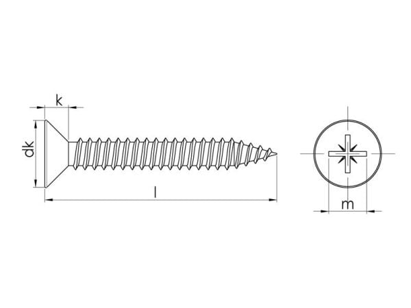 2.9x22 mm YHB Inox Saç Vidası DIN 7982